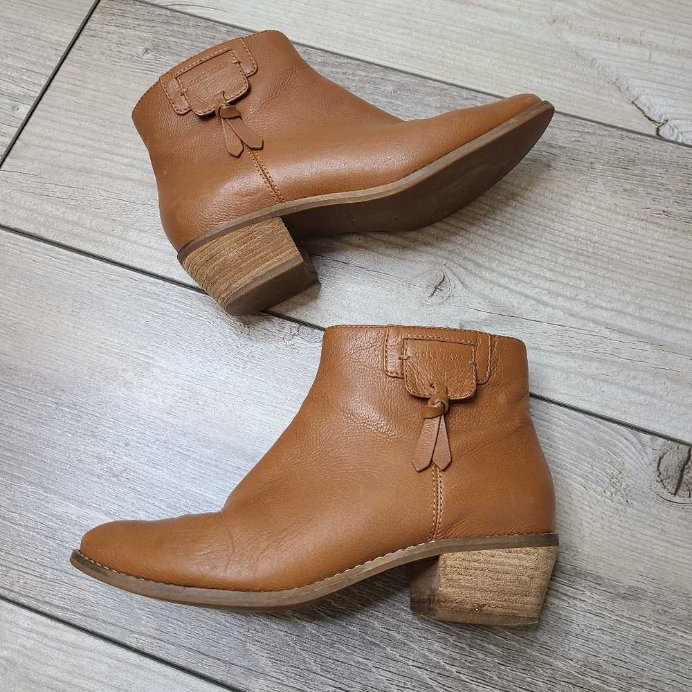 Cole Haan Joanna Grand OS Tan Leather Booties - Picture 2 of 13